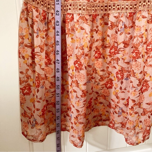 XHILERATION Dusty peach floral maxi dress boho cottagecore sundress ~ XS SMALL - Picture 6 of 15
